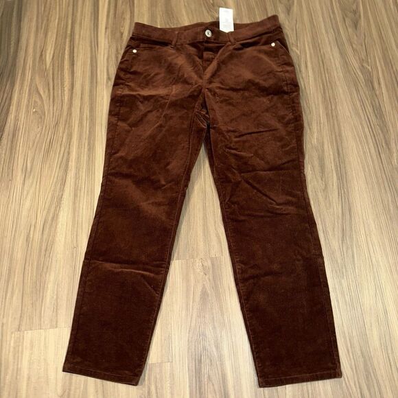 J. Jill Pants - J. Jill Pants Med Petite Dark Redwood Corduroy Authentic Fit Pull On Jeans NWT